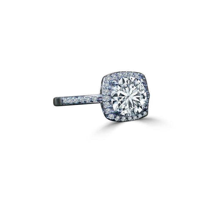 Cushion Diamond Veneer Sterling Silver Ring.635R203-0