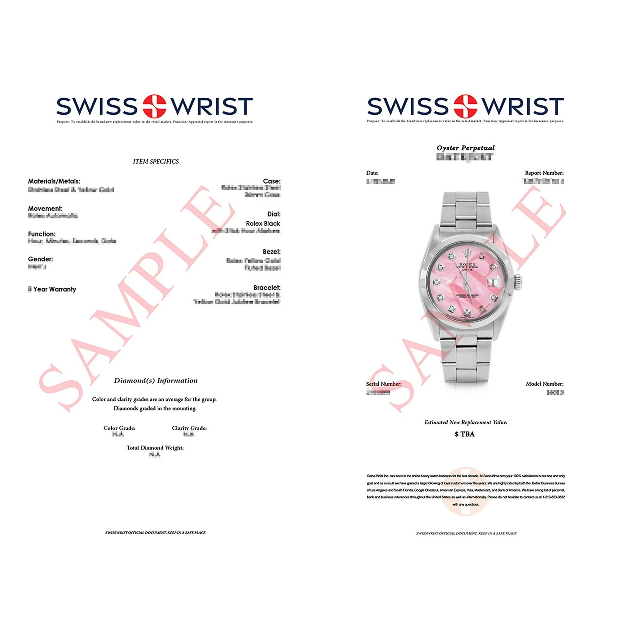 Pre-Owned Rolex 1500 Men's 34mm Date Wristwatch Pink Mother of Pearl Diamond (3 Year Warranty)