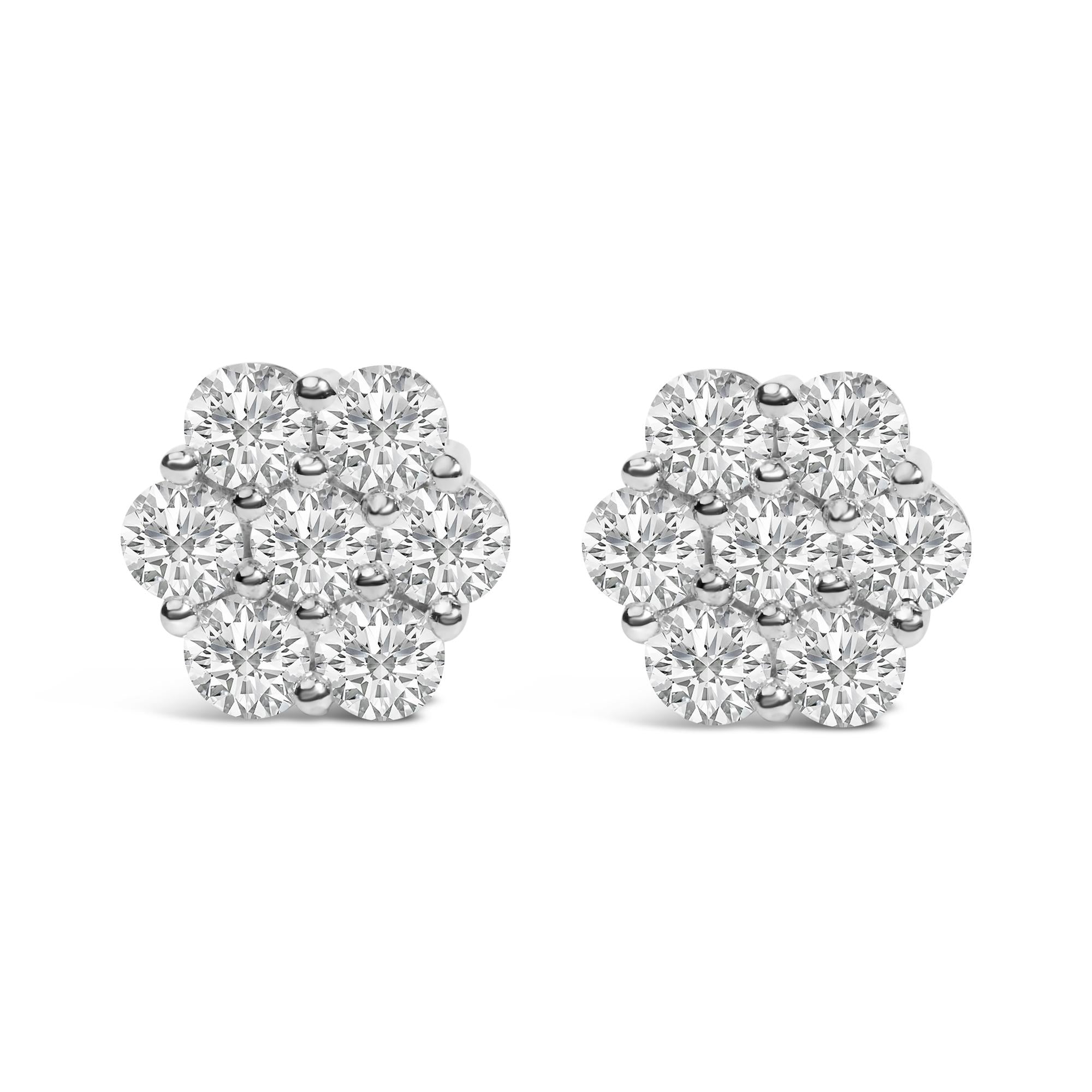 14K White Gold 4 cttw Diamond Flower Earring (H-I Clarity, SI2-I1 Color)-0