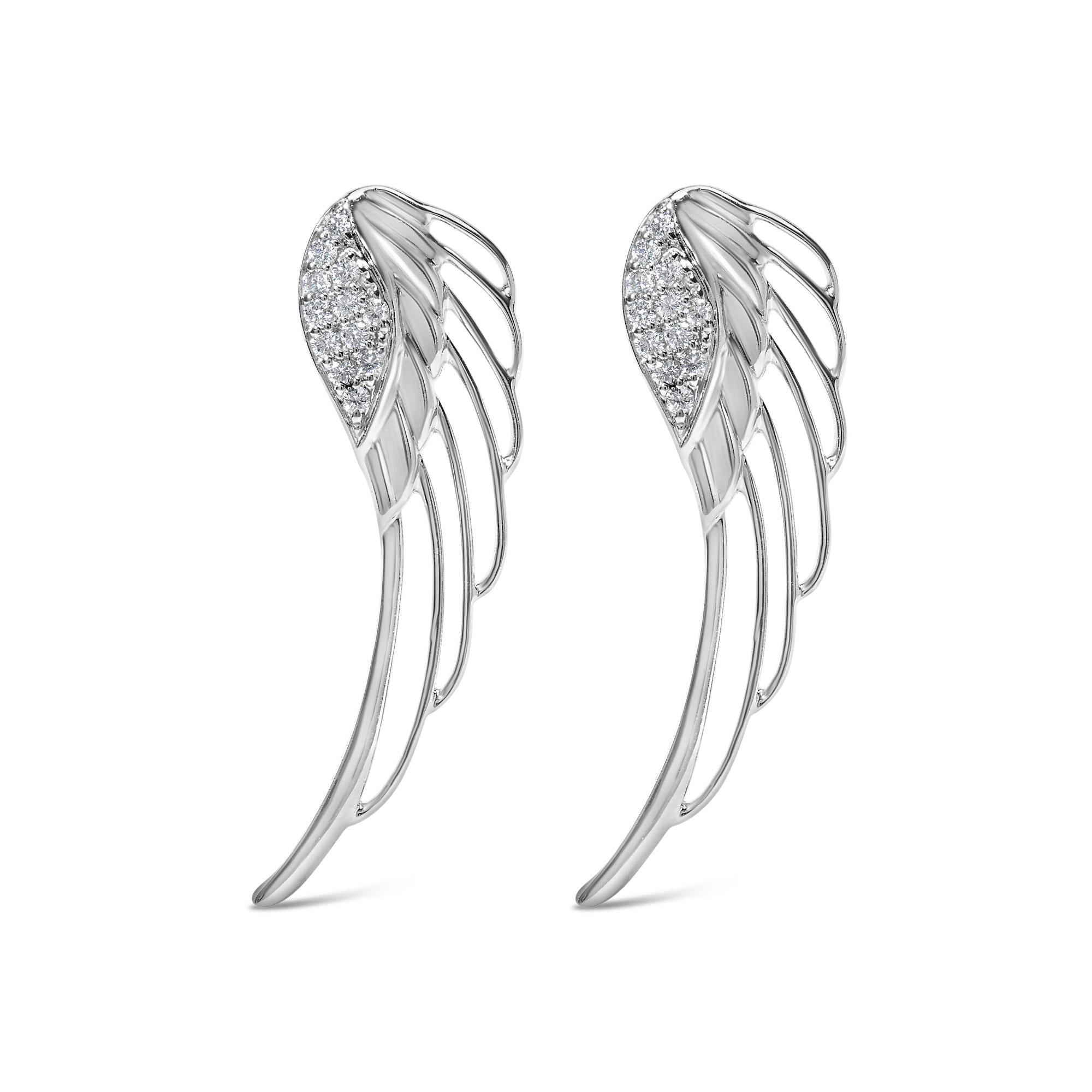 14K White Gold 1/4 Cttw Lab Grown Diamond Angel Wing Stud Earrings (F-G Color, VS1-VS2 Clarity)-0