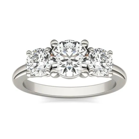 AGI Certified 2 CTW Classic Three-Stone Round Lab Grown Diamond (G-VS) Engagement Ring in 14K White Gold-0