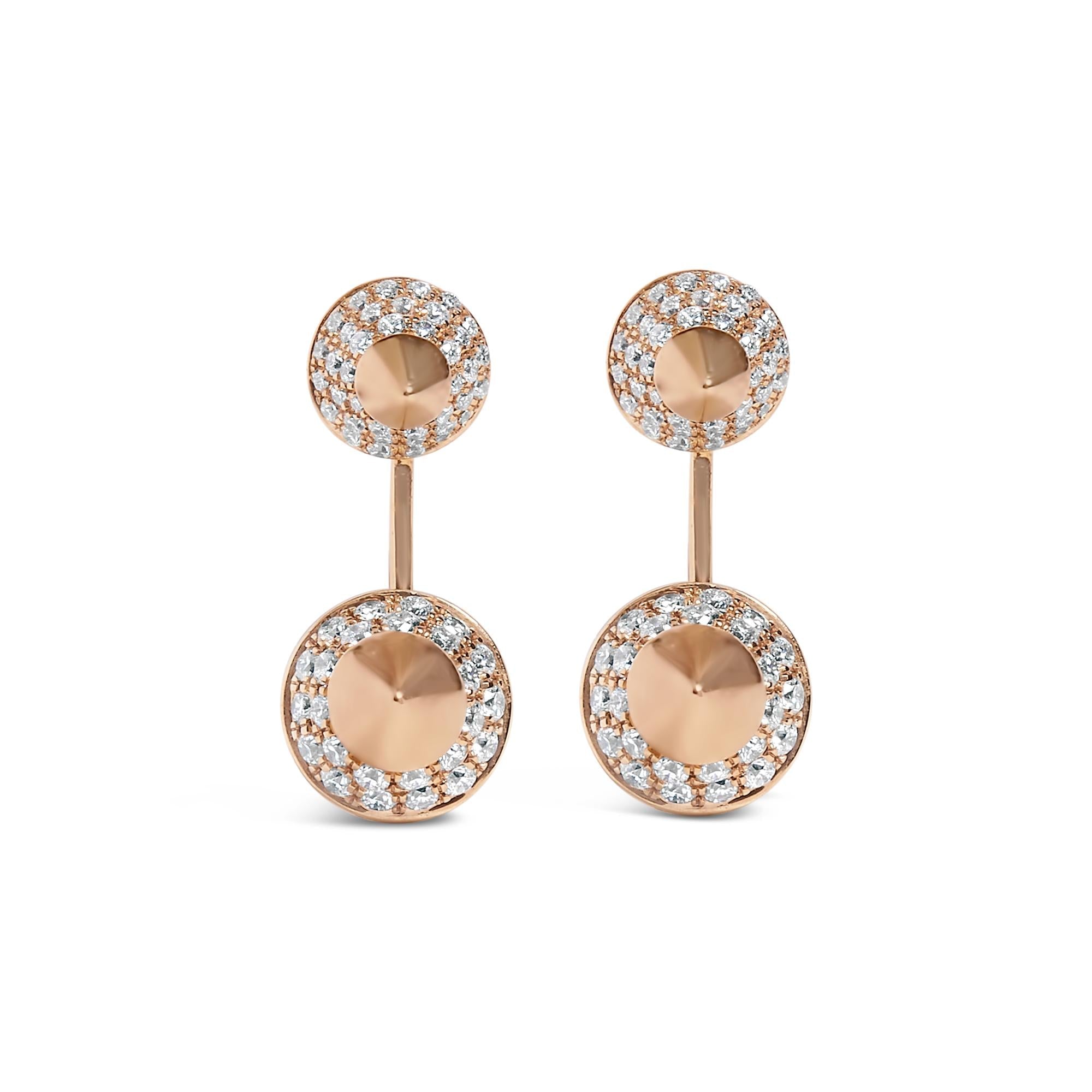 14K Rose Gold 1.00 Cttw Diamond Double Cone Jacket Stud Earring (G-H Color, SI1-SI2 Clarity)-1
