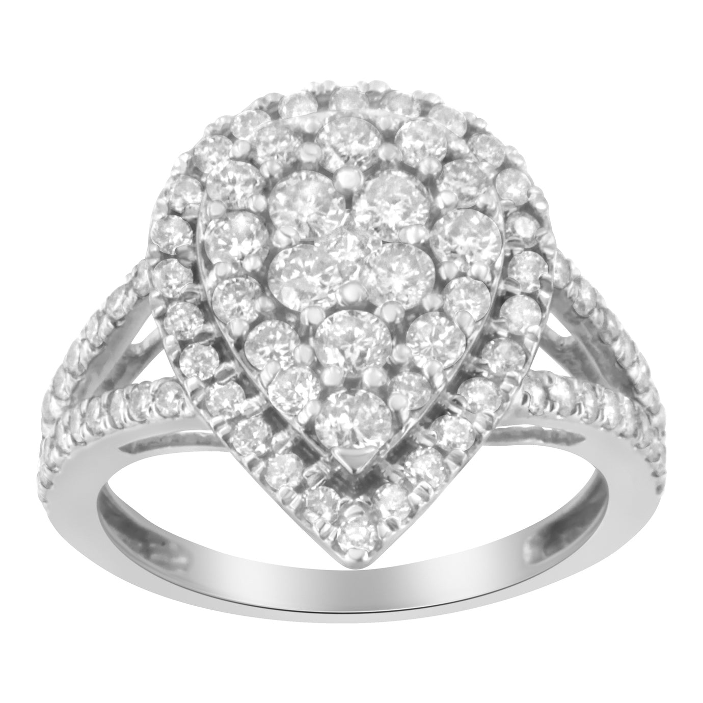 .925 Sterling Silver Diamond Cluster Ring (1 1/2 Cttw, H-I Color, I1-I2 Clarity)-1