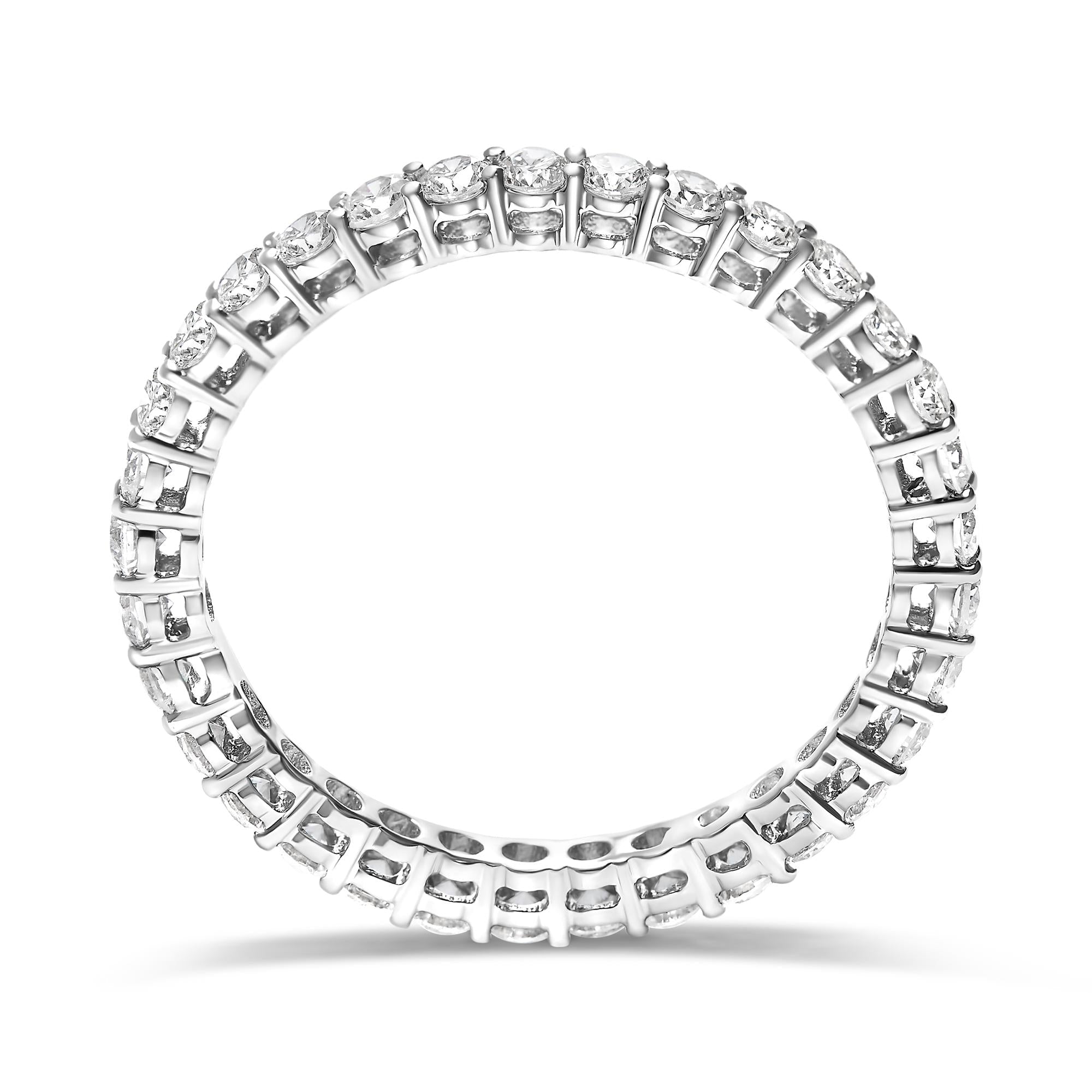 14K White Gold 1.00 Cttw Lab-Grown Diamond Shared Prong Set Eternity Band Ring (F-G Color, VS1-VS2)-1