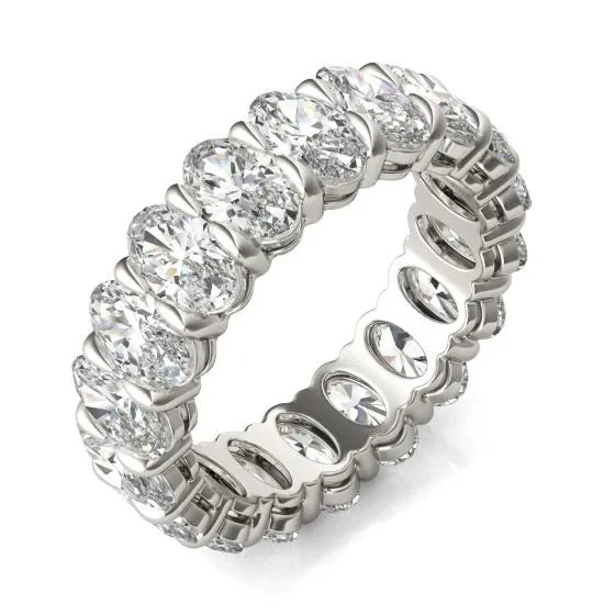 4 CTW Oval Lab Grown Diamond Couture Classic Eternity Ring 14K White Gold (G-VS)-1