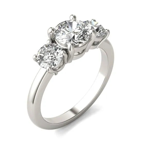 AGI Certified 2 CTW Classic Three-Stone Round Lab Grown Diamond (G-VS) Engagement Ring in 14K White Gold-1