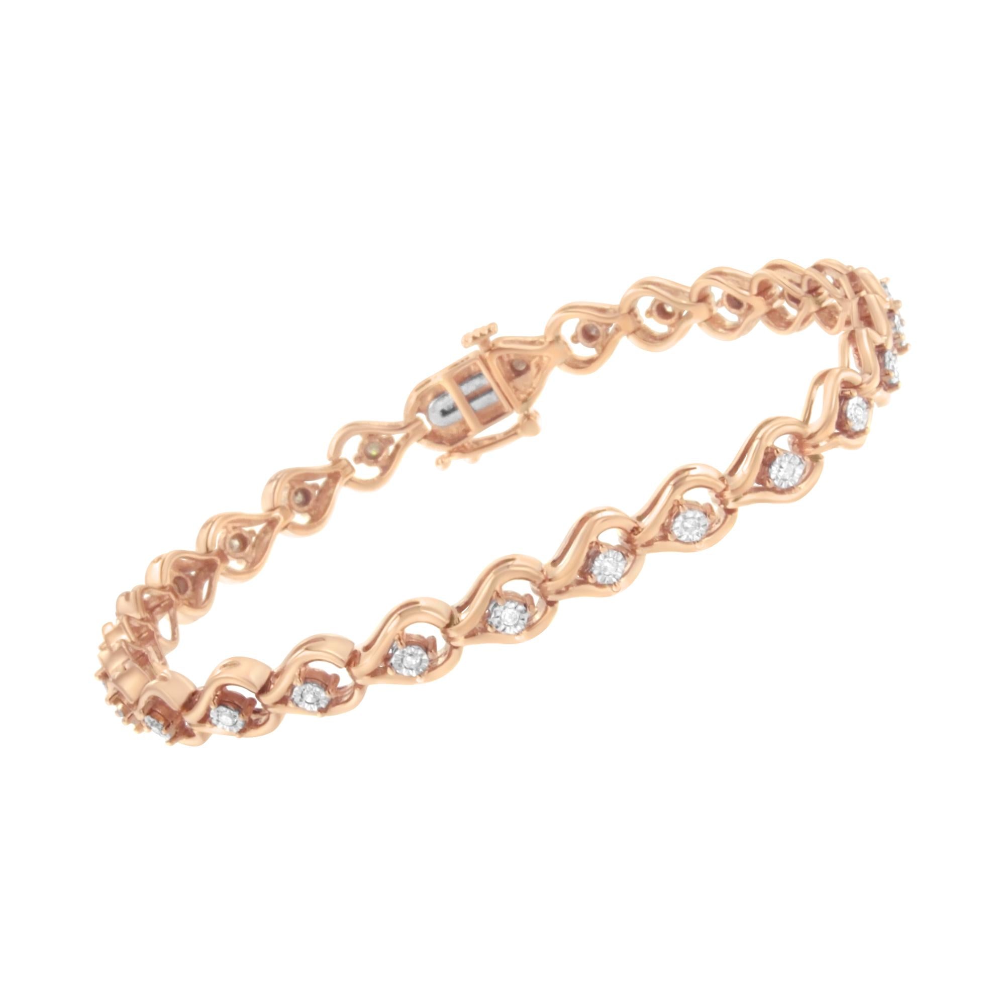.925 Sterling Silver 1/4 Cttw Diamond Miracle-Set Teardrop Shaped 7” Link Bracelet (I-J Color, I3 Clarity)-4