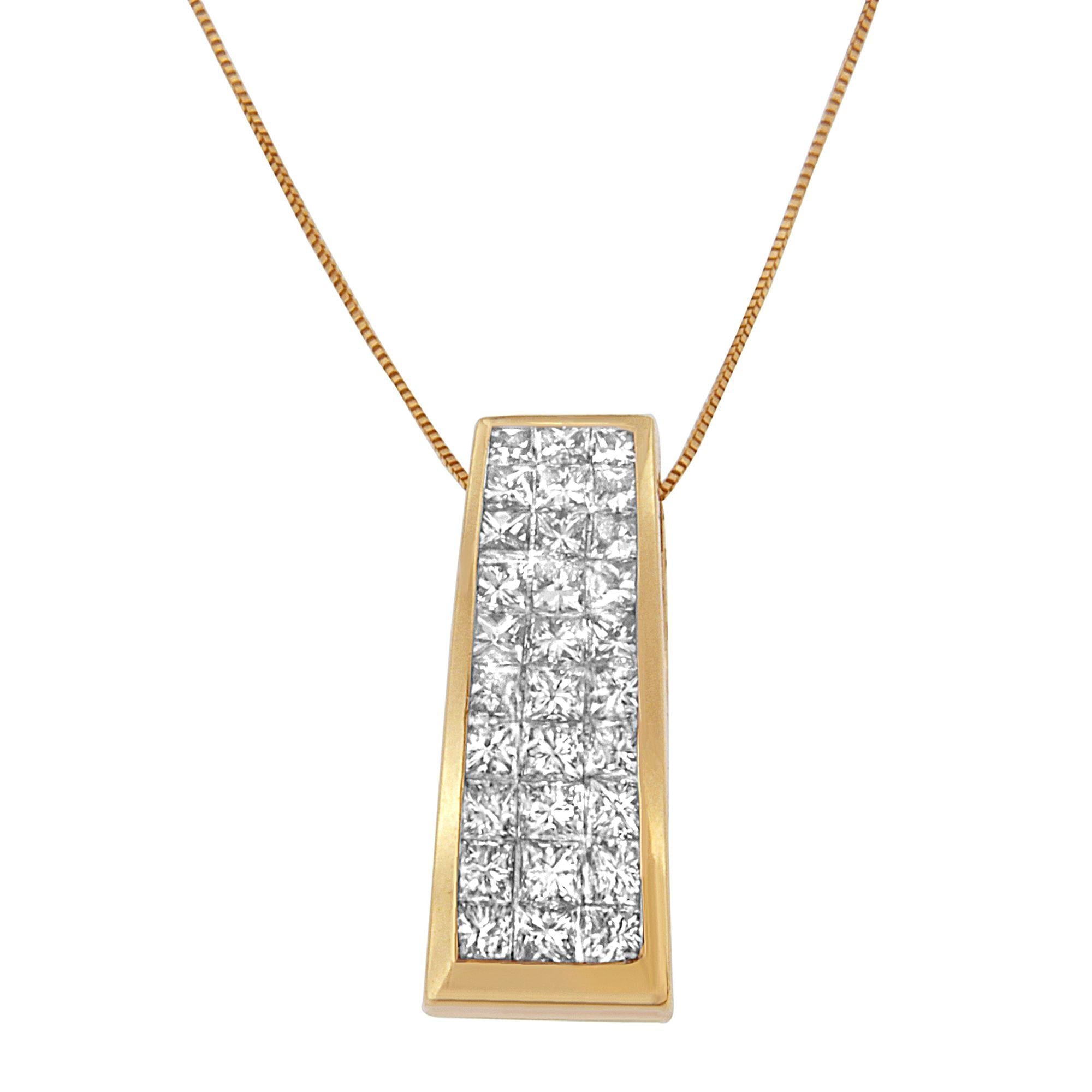 14K Yellow Gold Princess-Cut Diamond Pillar Pendant Necklace (1 5/8 cttw, H-I Color, SI1-SI2 Clarity)-2