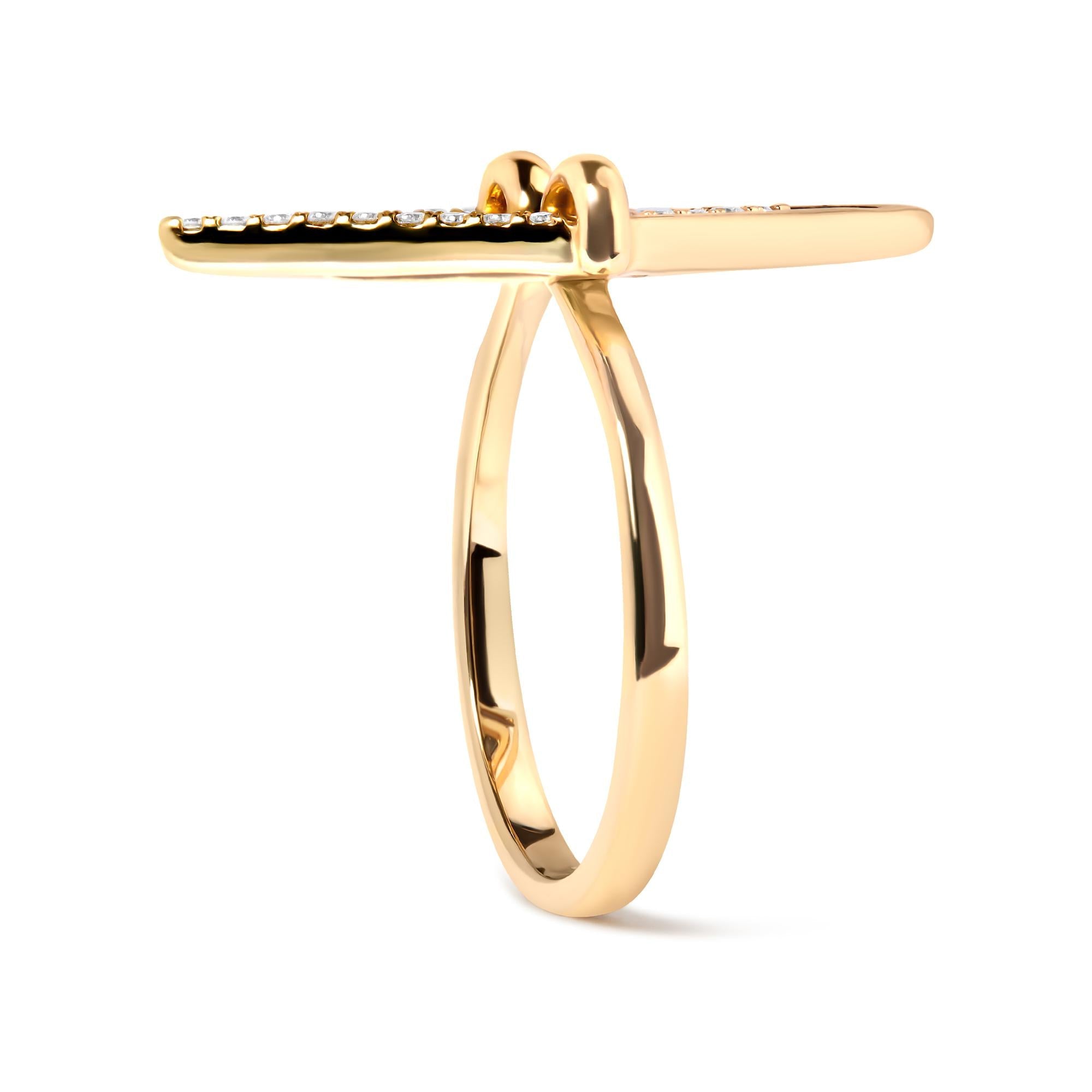 14K Yellow Gold 1/5 Cttw Diamond Double Triangle Ring (G-H Color, SI1-SI2 Clarity) - Size 7-2