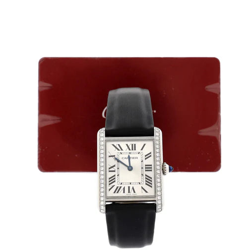 Cartier Must de Cartier Tank Quartz Watch Stainless Steel and Satin with Diamond Bezel 25