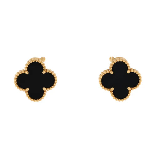 Van Cleef & Arpels Vintage Alhambra Earrings 18K Yellow Gold and Onyx