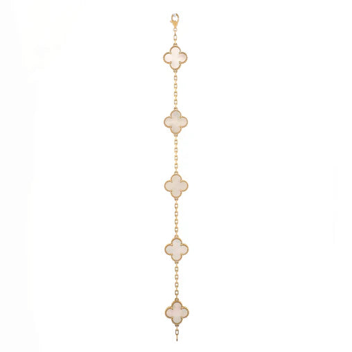 Van Cleef & Arpels Vintage Alhambra 5 Motifs Bracelet 18K Yellow Gold and Mother of Pearl