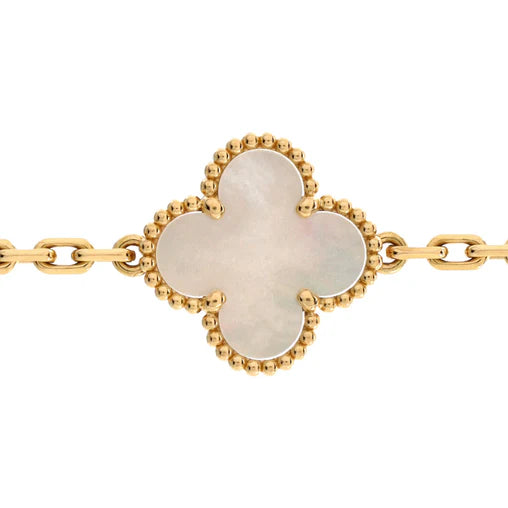 Van Cleef & Arpels Vintage Alhambra 5 Motifs Bracelet 18K Yellow Gold and Mother of Pearl