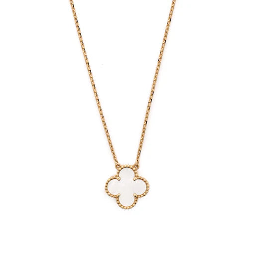 Van Cleef & Arpels Vintage Alhambra Pendant Necklace 18K Yellow Gold and Mother of Pearl