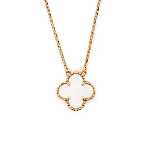 Van Cleef & Arpels Vintage Alhambra Pendant Necklace 18K Yellow Gold and Mother of Pearl