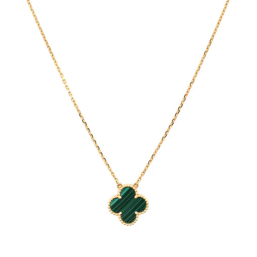 Van Cleef & Arpels Vintage Alhambra Pendant Necklace 18K Yellow Gold and Malachite