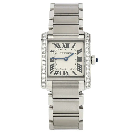Cartier Tank Francaise Quartz Watch Stainless Steel with Diamond Bezel 25