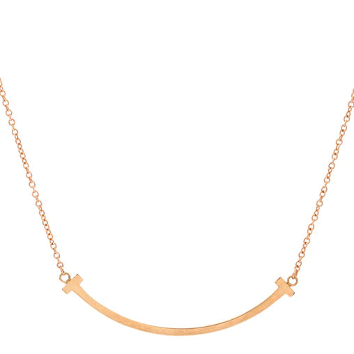 Tiffany & Co. T Smile Pendant Necklace 18K Rose Gold Small