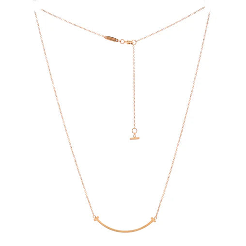Tiffany & Co. T Smile Pendant Necklace 18K Rose Gold Small
