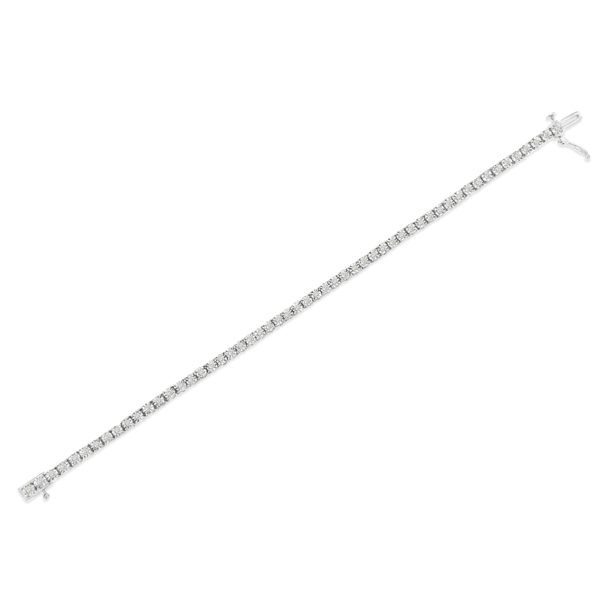 IGI Certified .925 Sterling Silver 1.0 Cttw Miracle-Set Diamond Round Miracle Plate Tennis Bracelet (I-J Color, I3 Clarity)-3