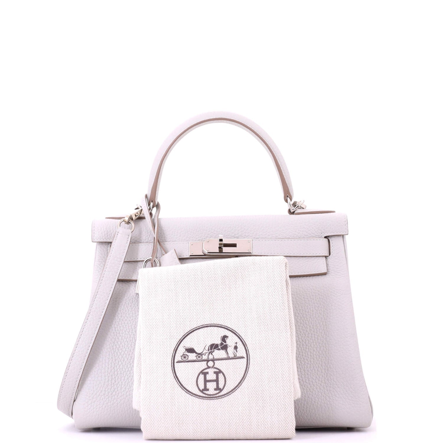 Kelly Handbag Grey Clemence with Palladium Hardware 28