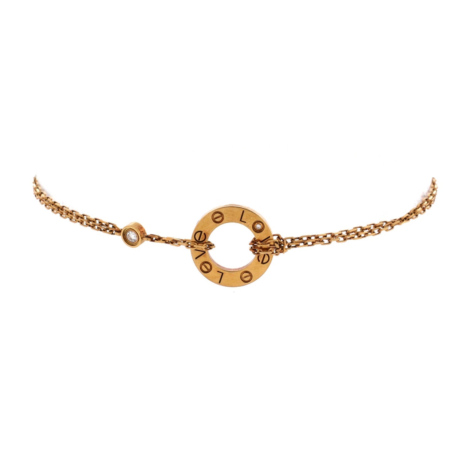 2 Diamonds Love Bracelet 18K Yellow Gold with Diamonds