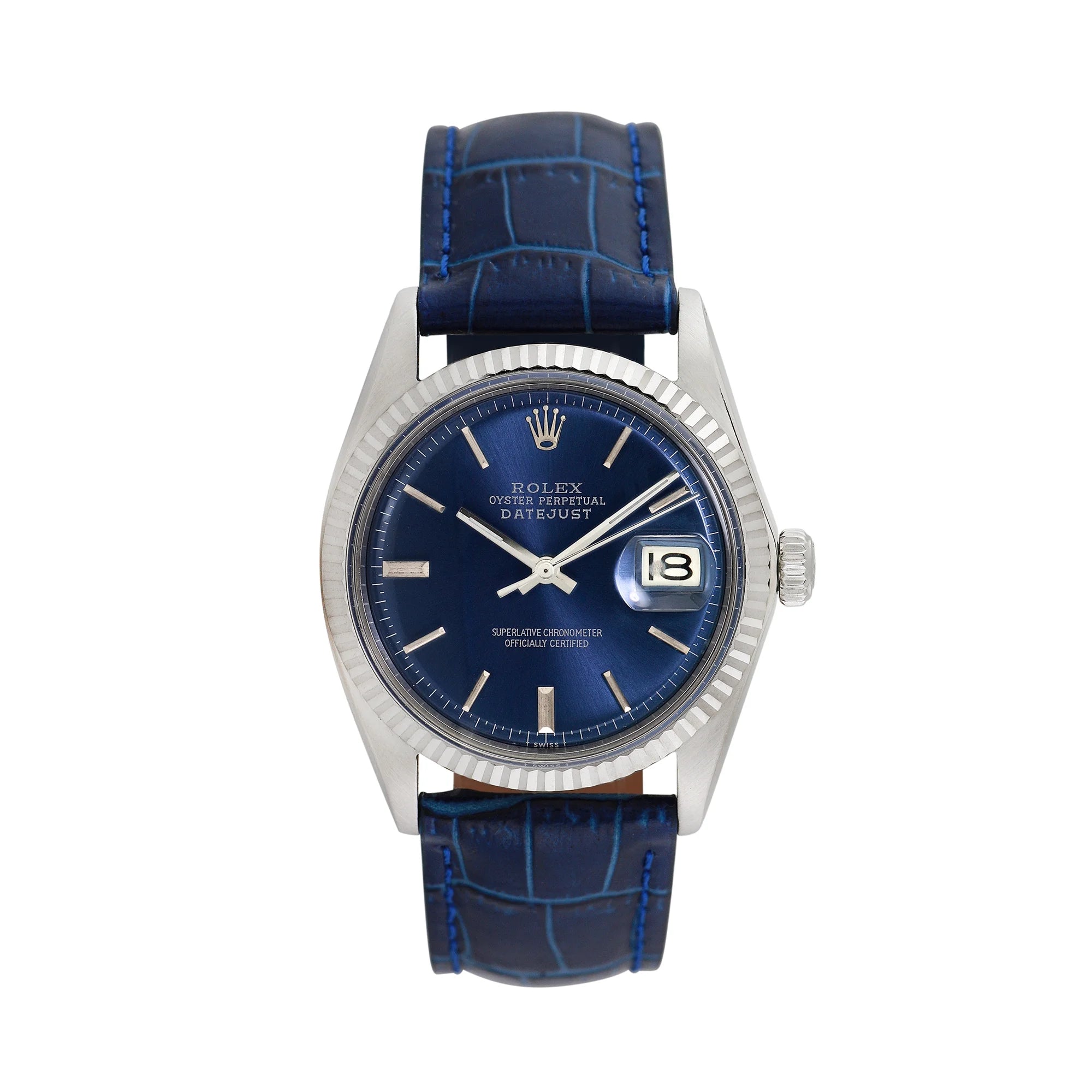 Pre-Owned Rolex Men's Datejust 36mm Generic blue leather Wristwatch
