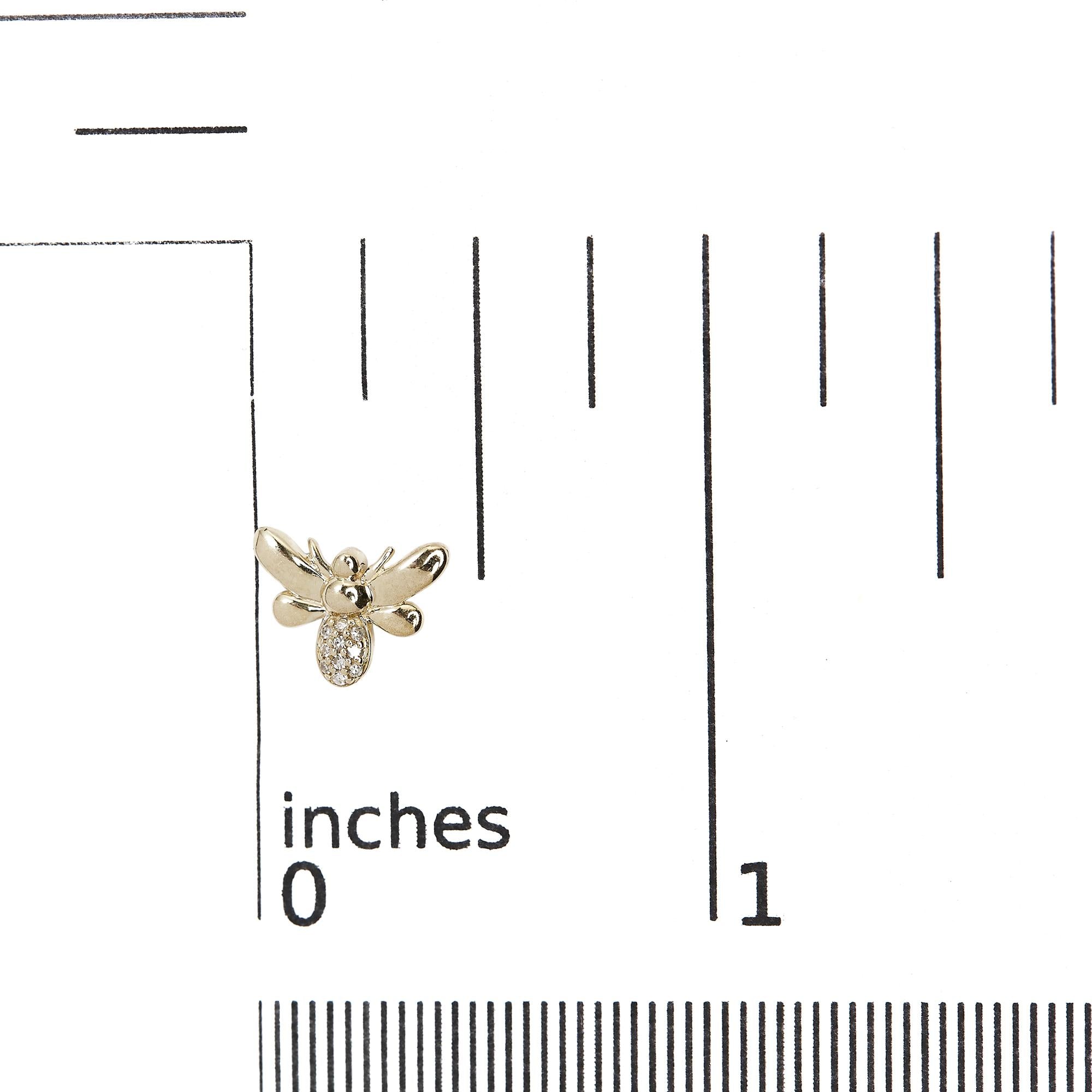 10K Yellow Gold Diamond Accented Bumble Bee Stud Earring (H-I Color, I1-I2 Clarity)-4