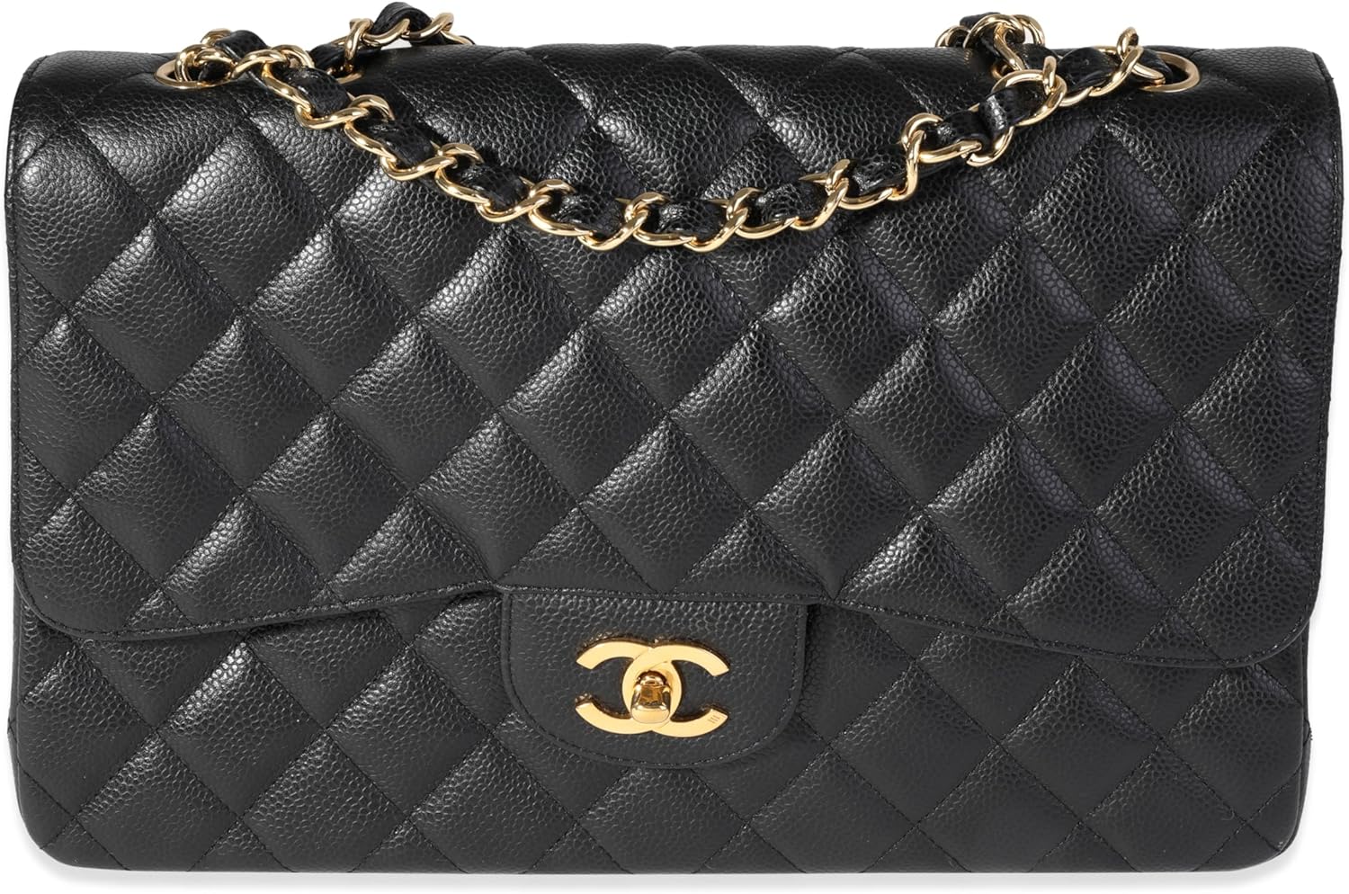 Pre-Loved Black Quilted Caviar Jumbo Classic Single Flap Handbag