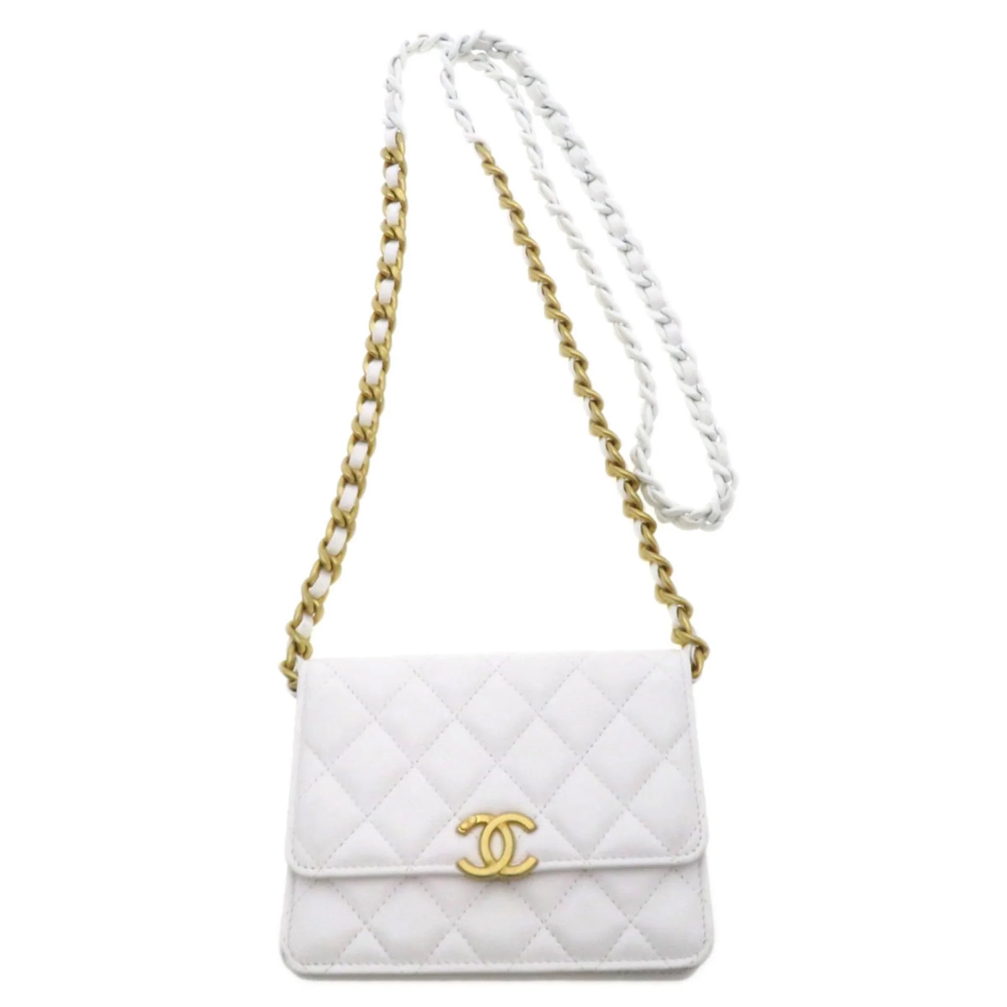 Pre-Owned Chanel Chain Wallet Coco Mark Matelasse Shoulder Bag Lambskin Women's CHANEL (Good)
