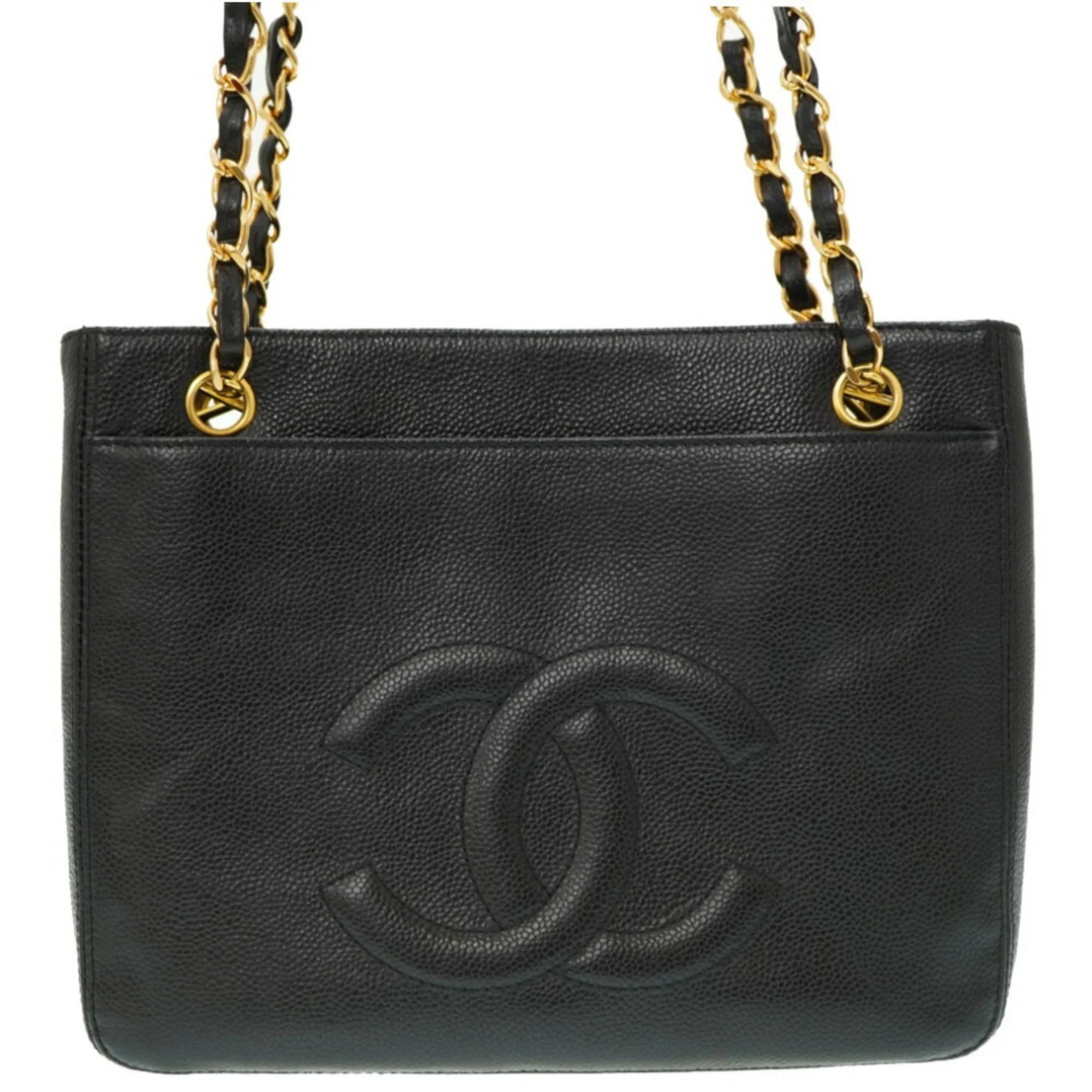 Pre-Owned Chanel W Face Chain Shoulder Bag Caviar Skin Black (Fair)
