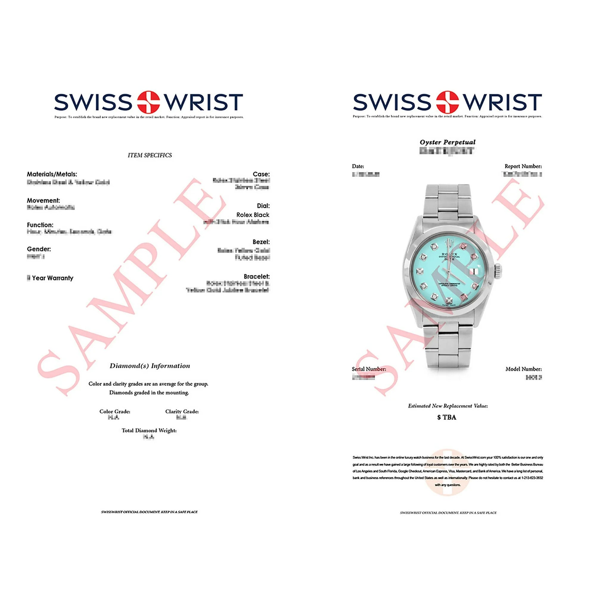 Pre-Owned Rolex 1500 Men's 34mm Date Wristwatch Turquoise Diamond (3 Year Warranty) (Good)