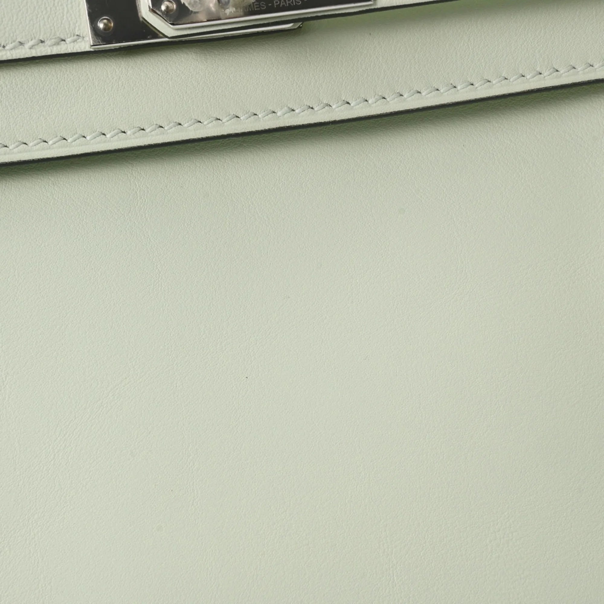Pre-Owned HERMES Kelly 25 Inner Stitching Vert Fizz Palladium Hardware - U Stamp (Around 2022) Women's Swift Handbag (Good)