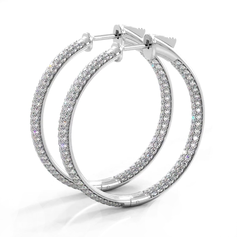2.5 CTW Lab-Created Moissanite Triple Row Hoop Earrings in 14K Gold Over Sterling with Vault Lock Clasp-1