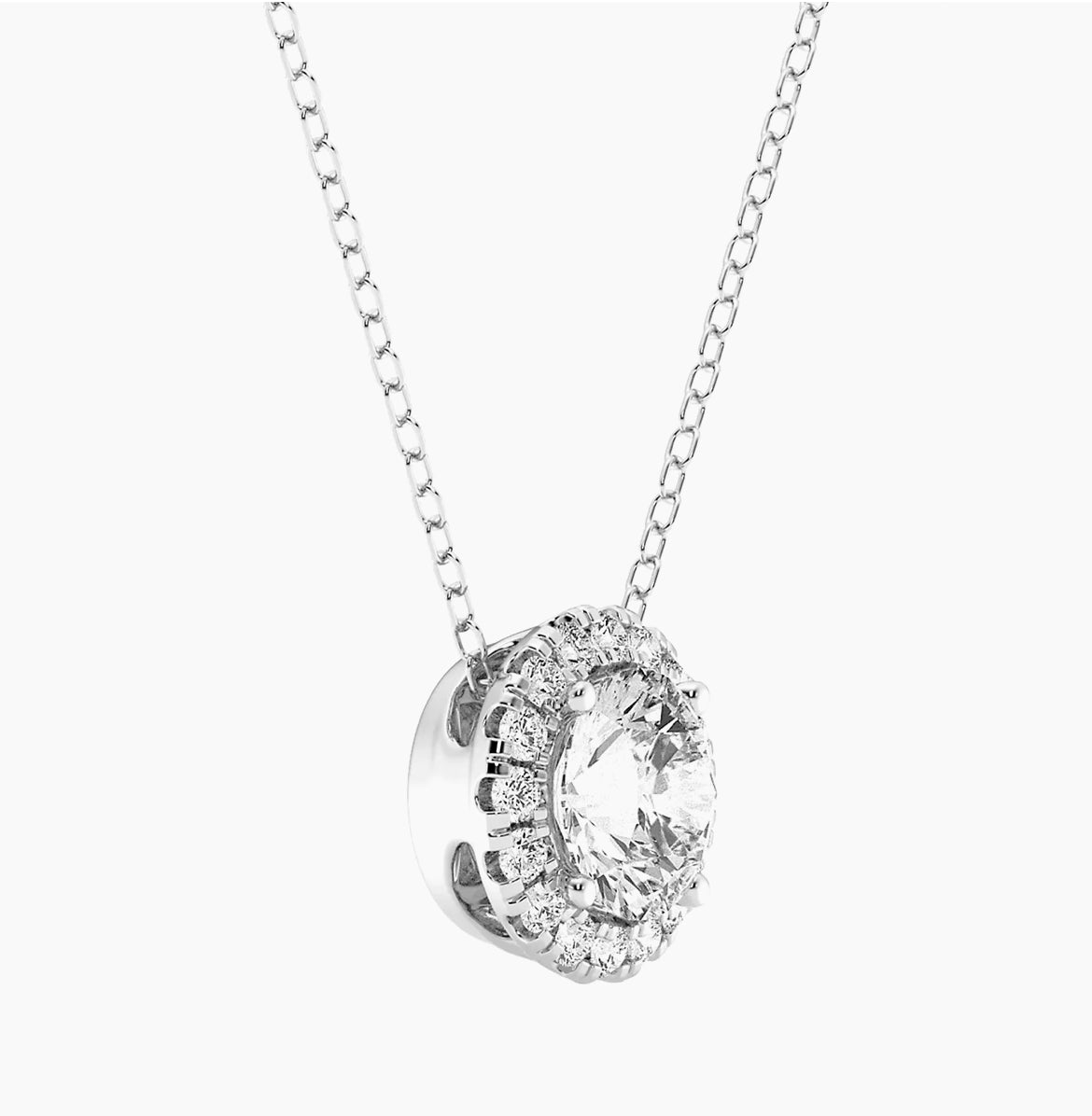 2.00 ct.Lab-Grown Diamond Halo Pendant Necklace in 14kt White Gold. 18" G/VS-2
