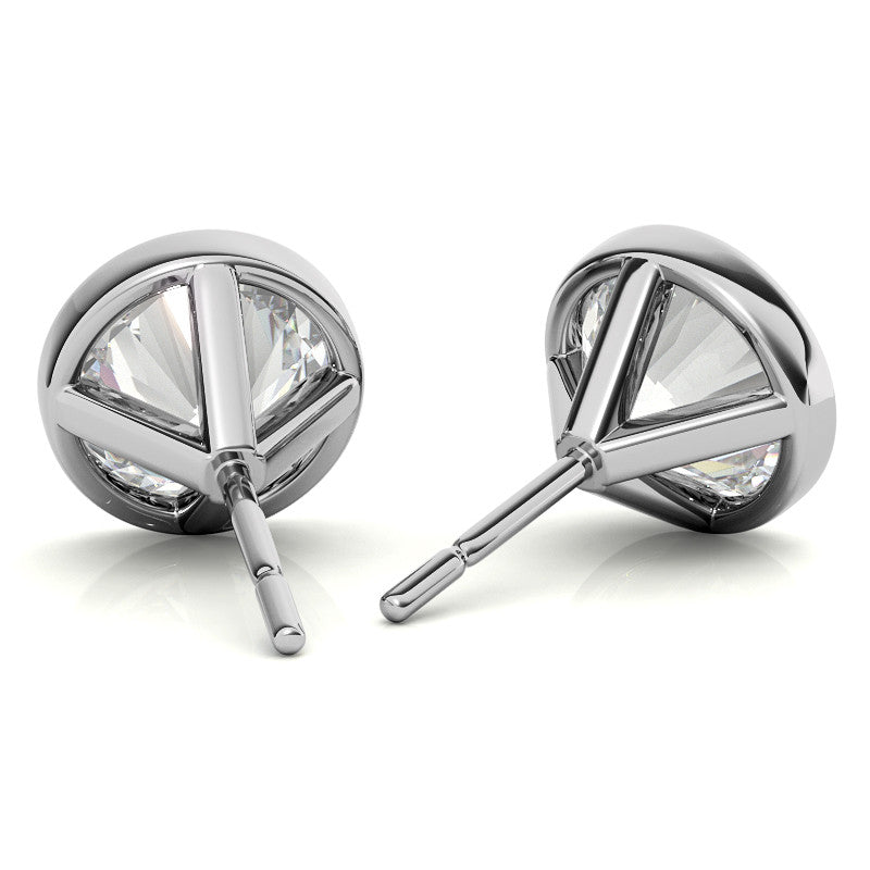 4.00 CTW Lab Grown Diamond Bezel Stud Earrings in 14K White or Yellow Gold-2
