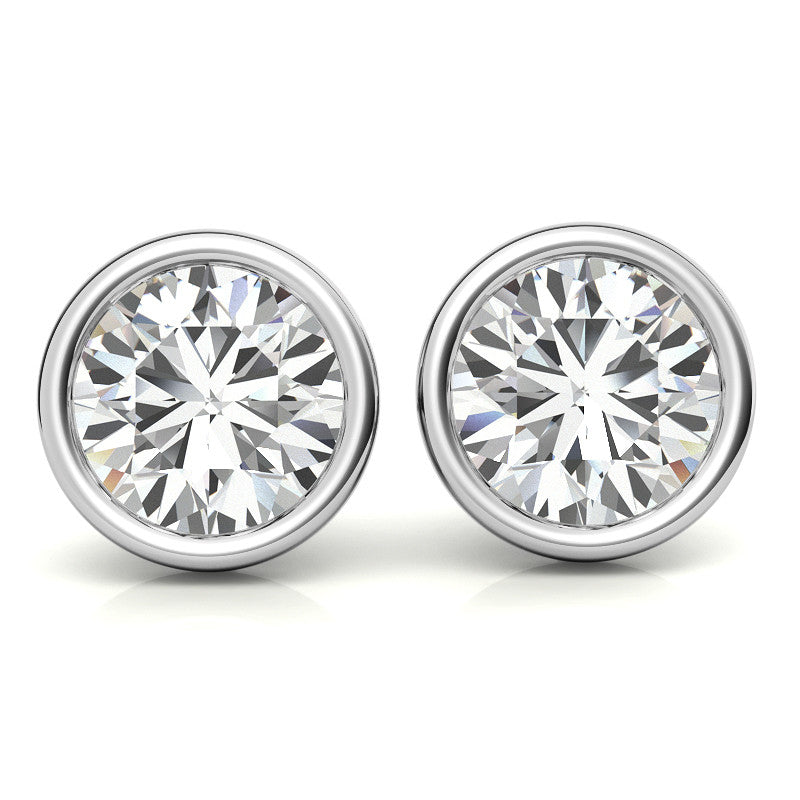 4.00 CTW Lab Grown Diamond Bezel Stud Earrings in 14K White or Yellow Gold-1
