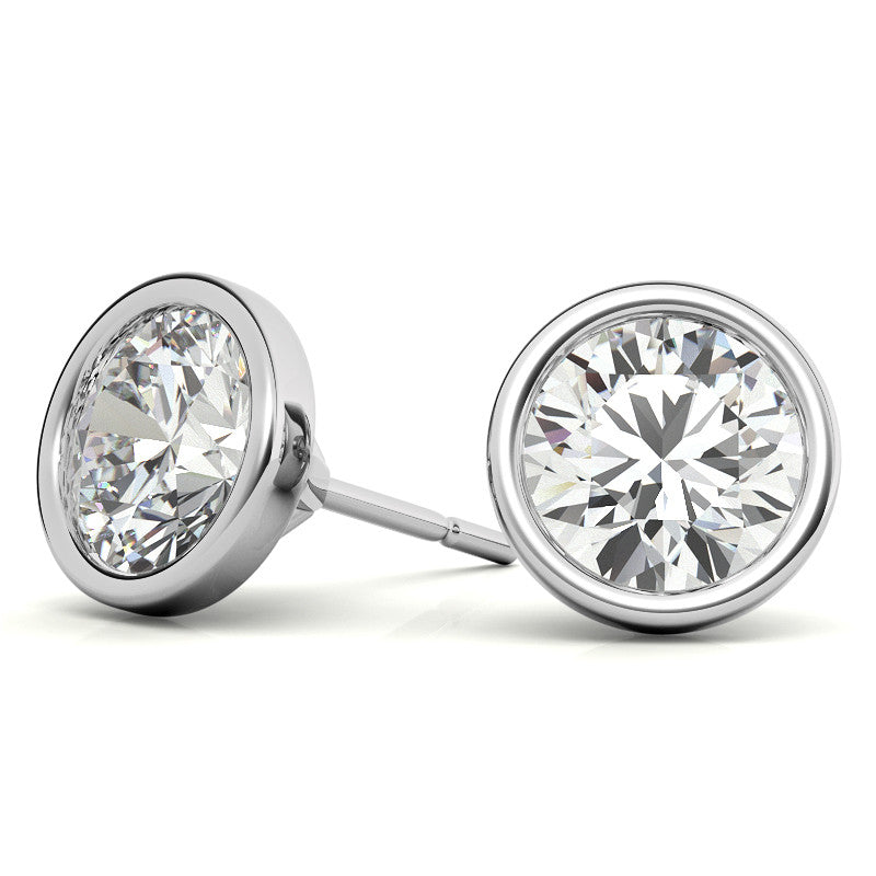 4.00 CTW Lab Grown Diamond Bezel Stud Earrings in 14K White or Yellow Gold-0
