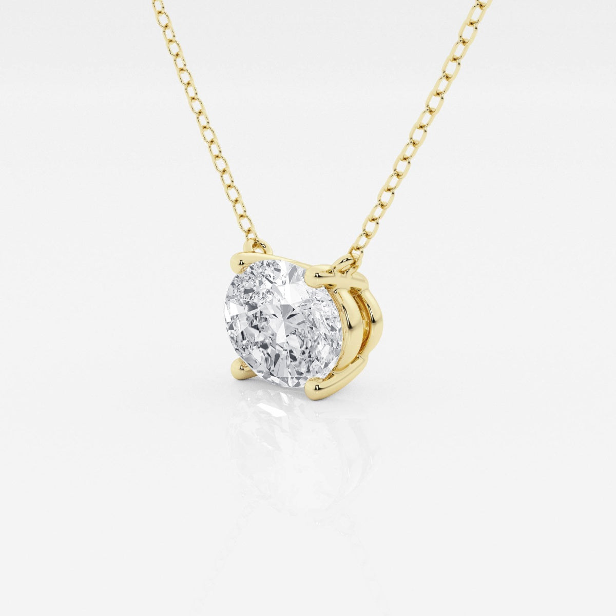 1.00 Ctw Oval Lab Grown Diamond Solitaire Pendant In White /Yellow-1