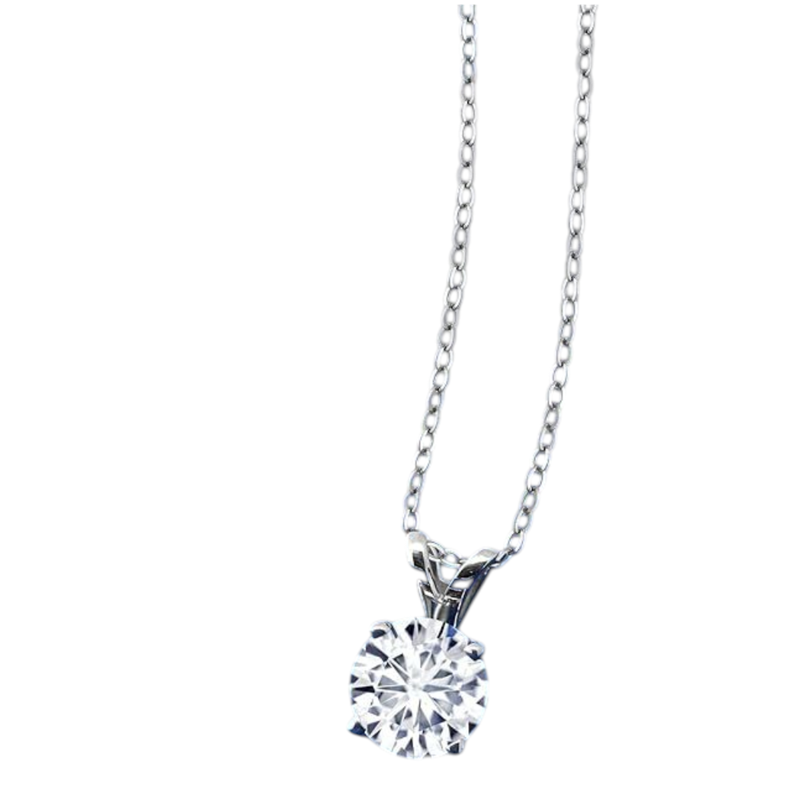 2CTW Created Moissanite Solitaire Pendant Necklace with 18" Chain - Choice of 14k White or Yellow Gold-2