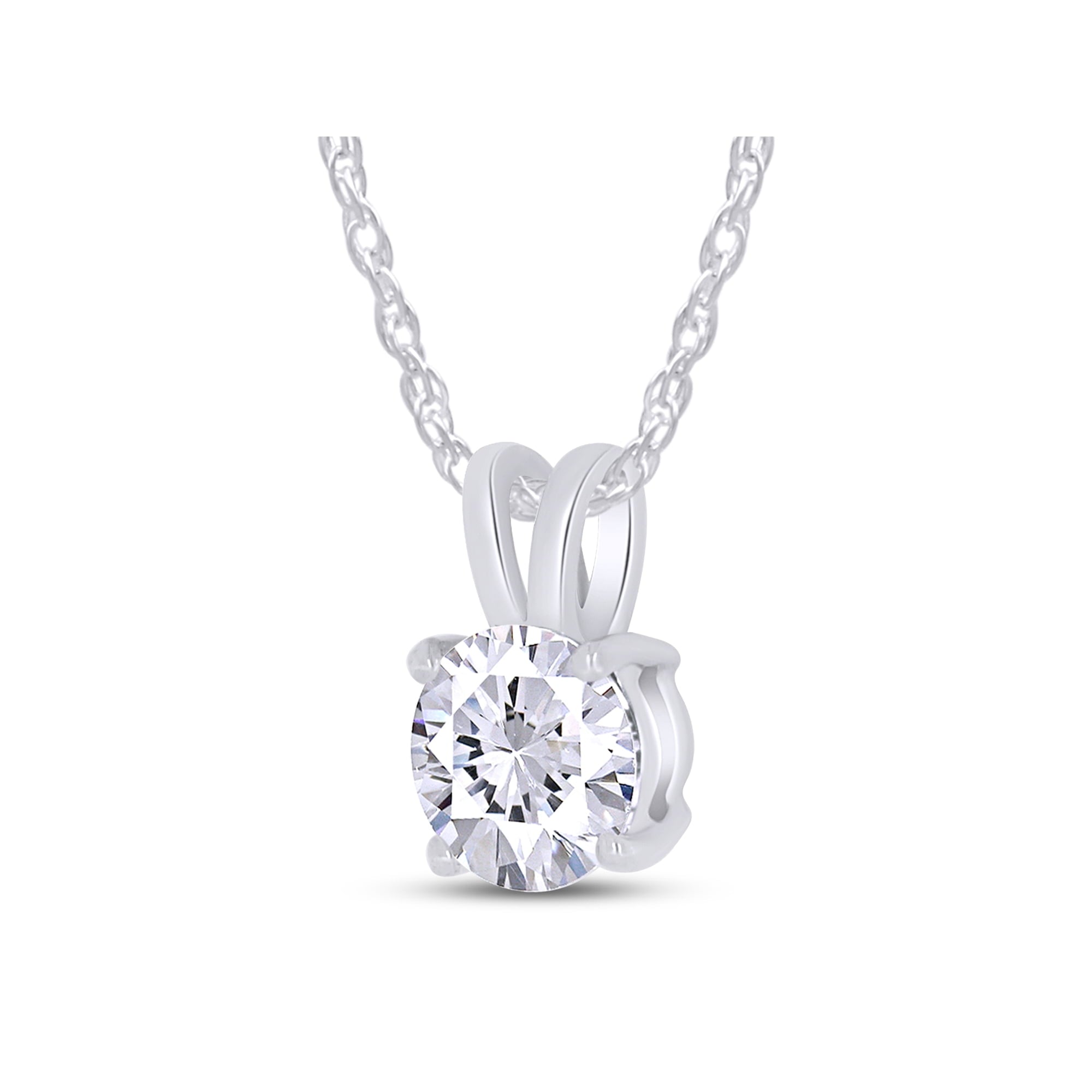2CTW Created Moissanite Solitaire Pendant Necklace with 18" Chain - Choice of 14k White or Yellow Gold-1