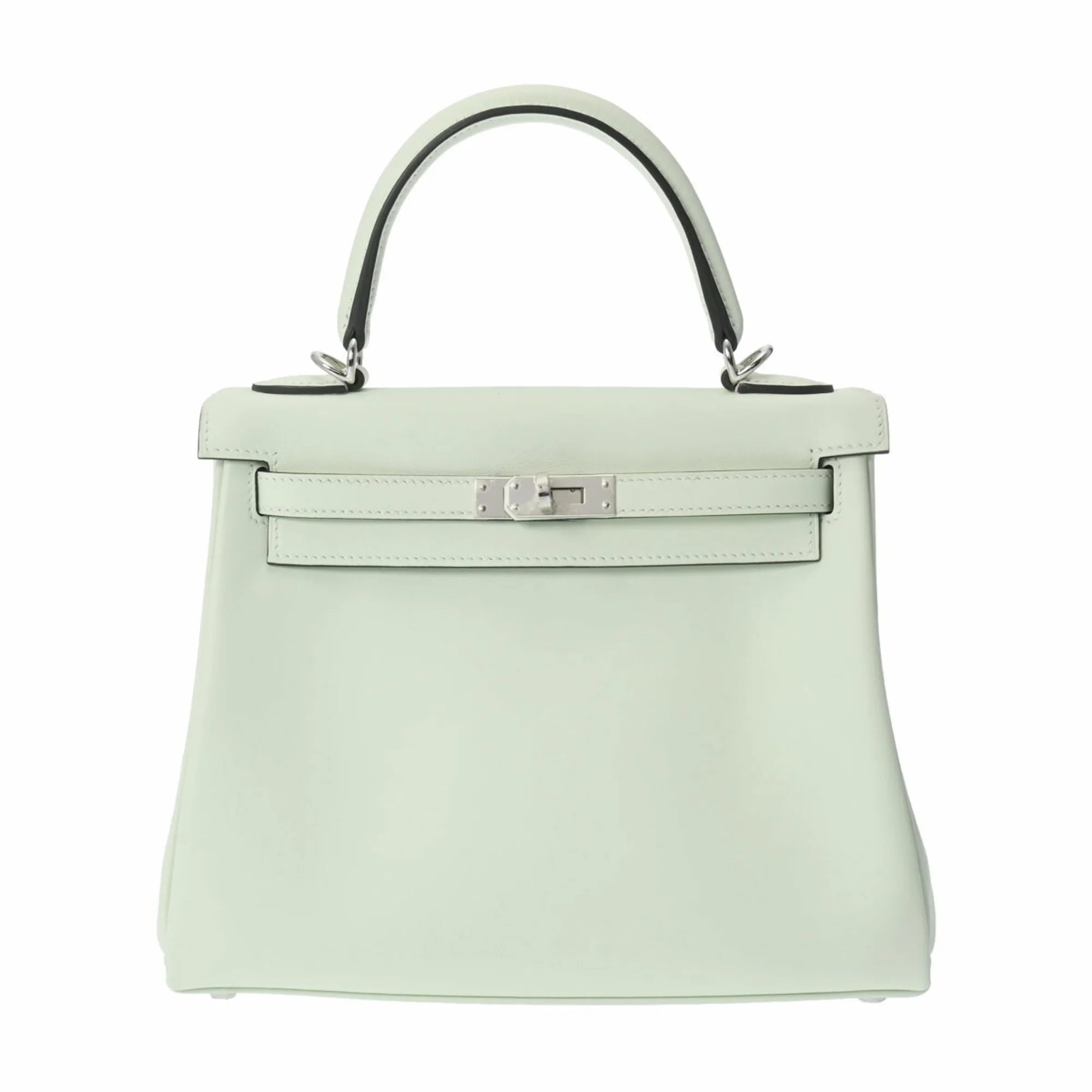 Pre-Owned HERMES Kelly 25 Inner Stitching Vert Fizz Palladium Hardware - U Stamp (Around 2022) Women's Swift Handbag (Good)