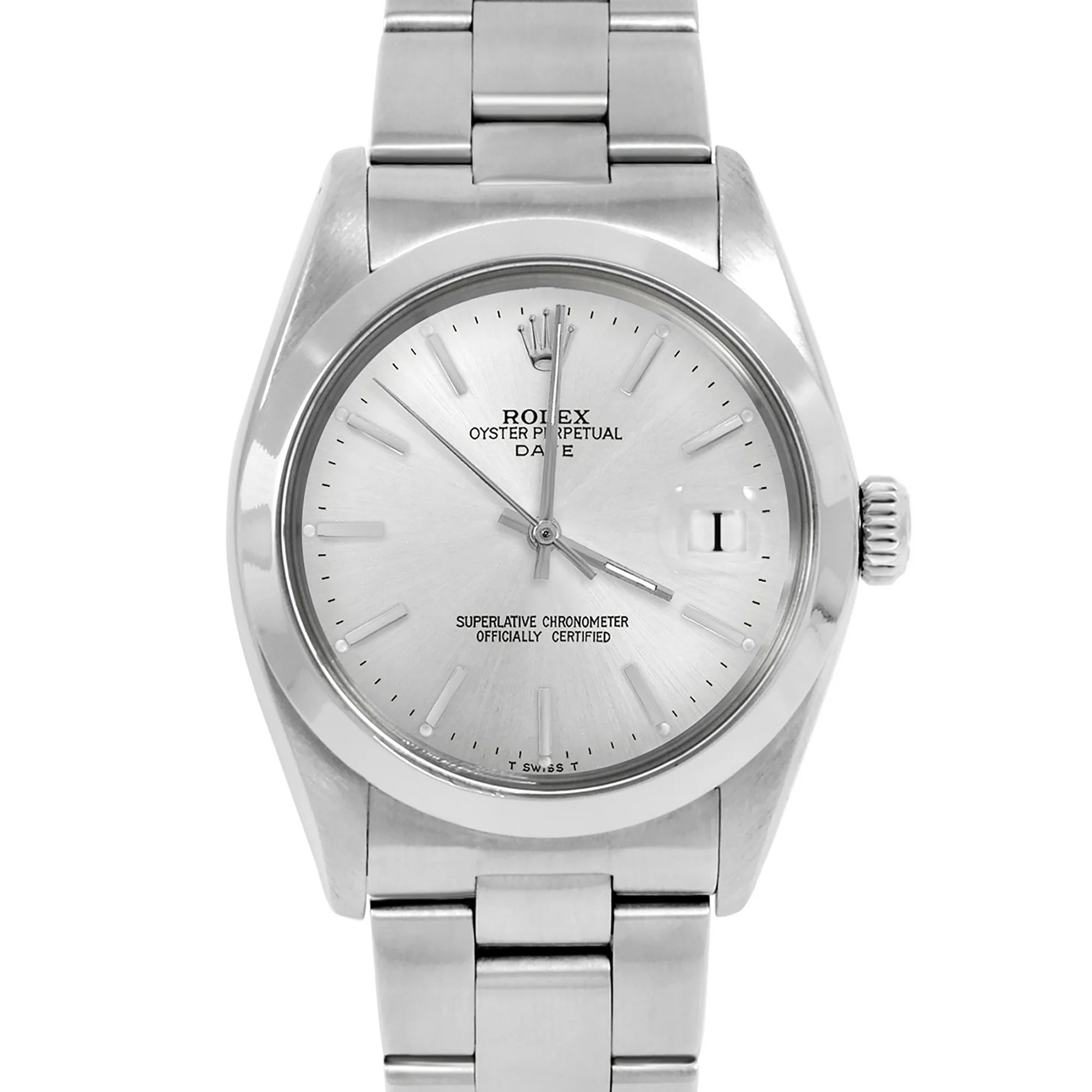 Pre-Owned Rolex 1500 Men's 34mm Date Wristwatch Black Stick (3 Year Warranty) (Good)