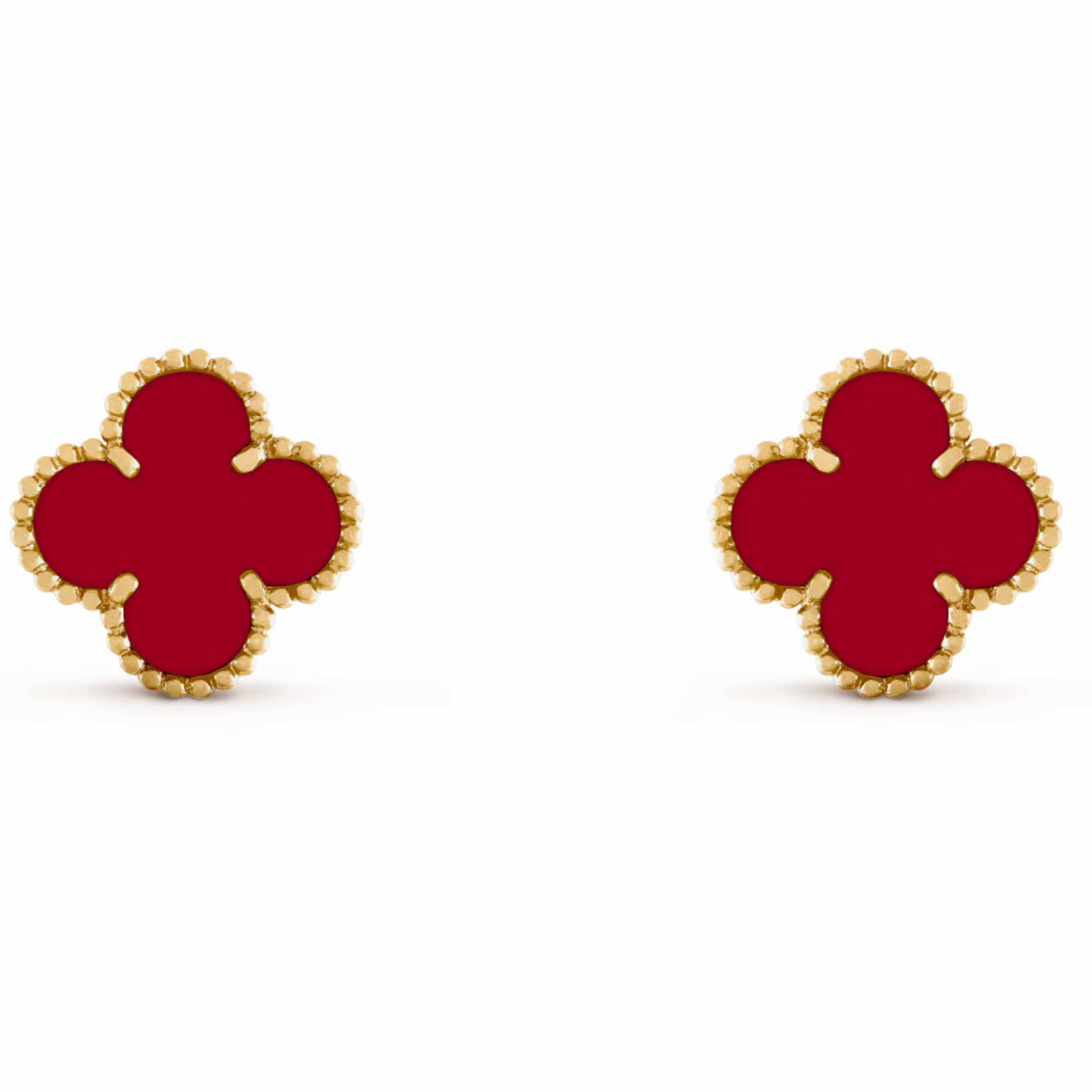 Van Cleef & Arpels Sweet Alhambra Stud Earrings 18K Yellow Gold and Carnelian
