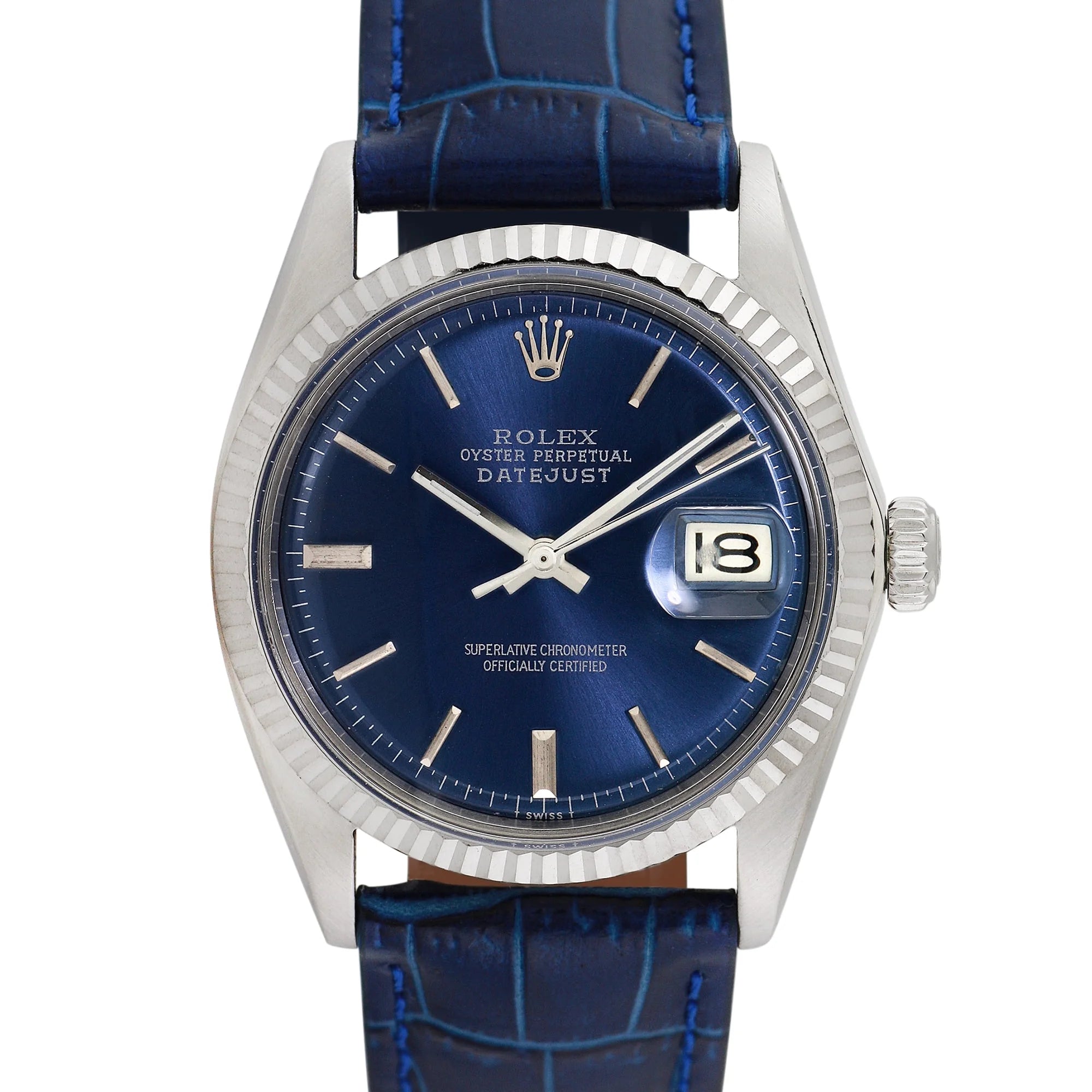 Pre-Owned Rolex Men's Datejust 36mm Generic blue leather Wristwatch