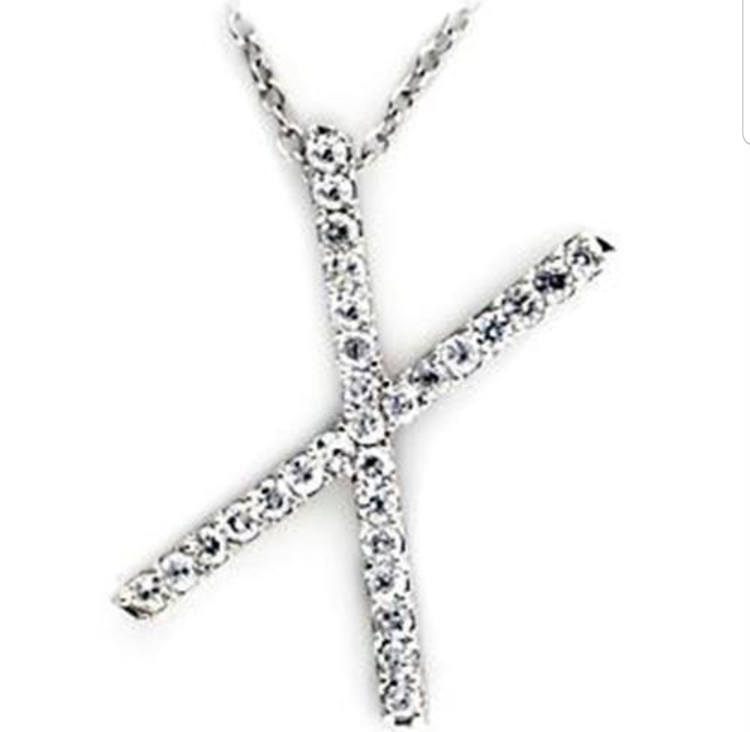 Large initials Pendant necklace Zirconite Cubic Zirconia . 501P-13
