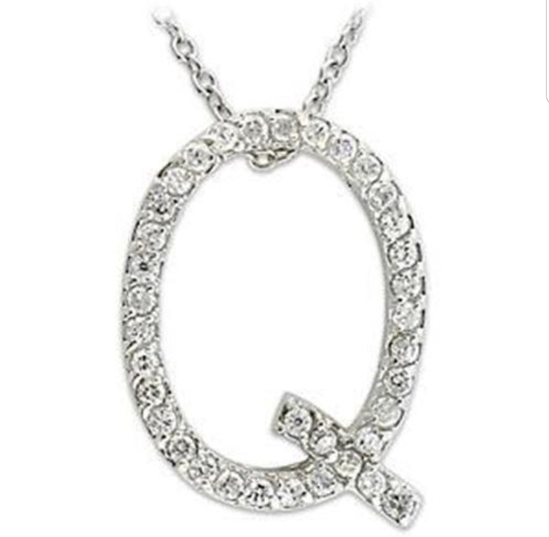 Large initials Pendant necklace Zirconite Cubic Zirconia . 501P-9