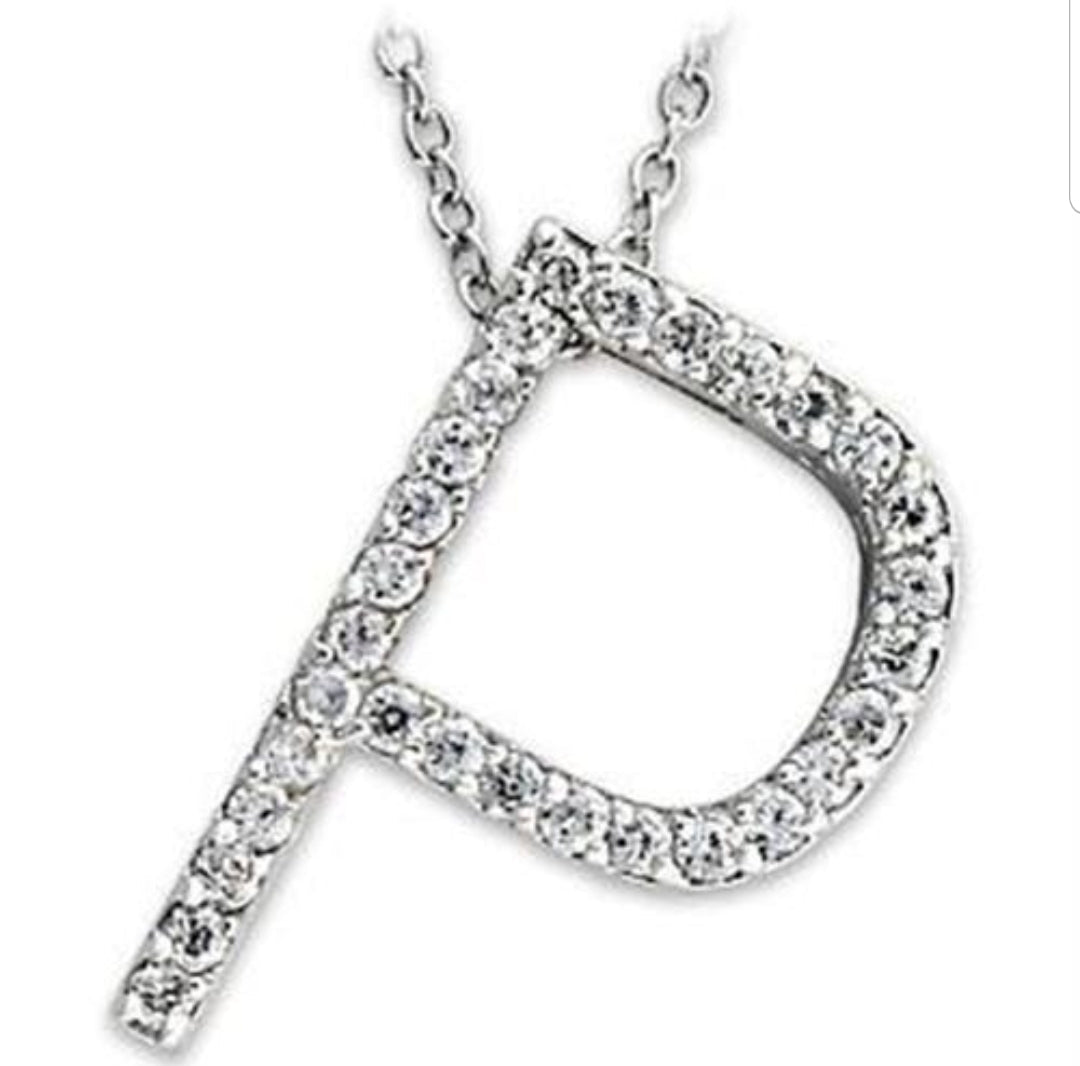Large initials Pendant necklace Zirconite Cubic Zirconia . 501P-8