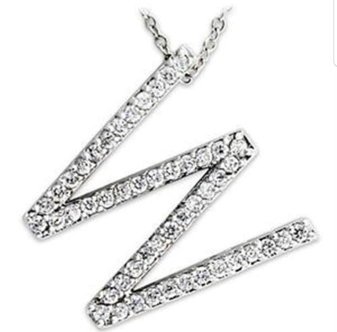 Large initials Pendant necklace Zirconite Cubic Zirconia . 501P-12