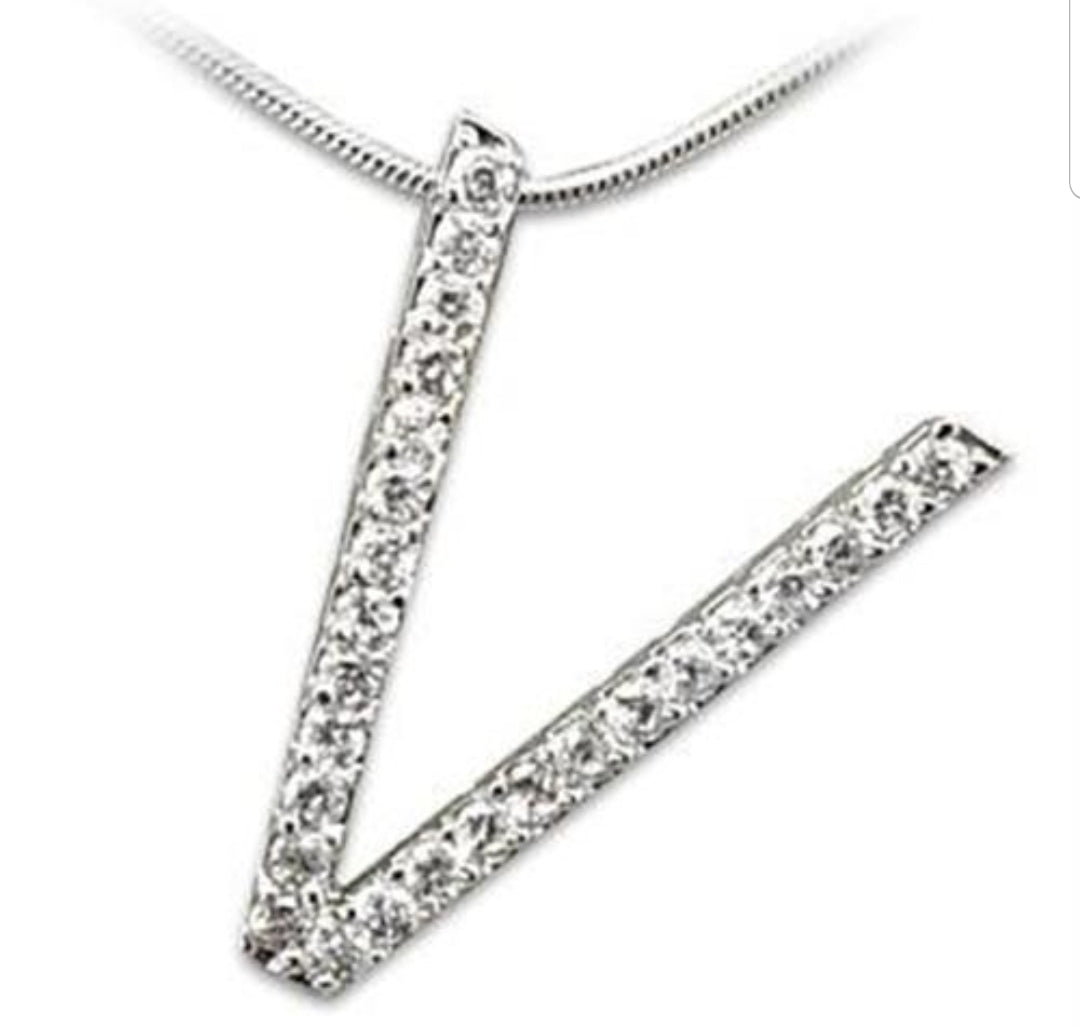 Large initials Pendant necklace Zirconite Cubic Zirconia . 501P-11